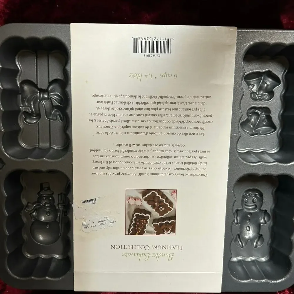 Nordic Ware Holiday Mini Loaf Cake Pan Platinum Collection Christmas Santa New